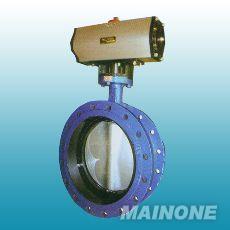Pneumatic double flanged butterfly valve