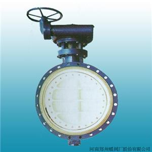 Manual three-dimensional eccentric metal sealing butterfly valve and double flange